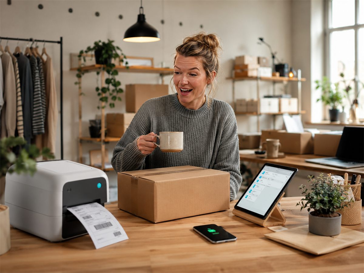 Fragtlabel printes automatisk ved pakning af en webshopordre