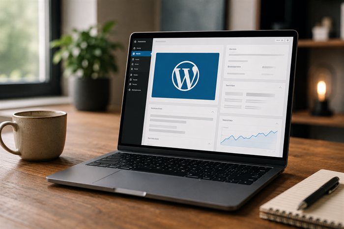 Bærbar med WordPress-administrationens dashboard