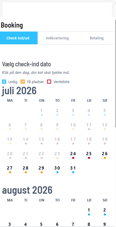 Samme bookingflow på mobil.